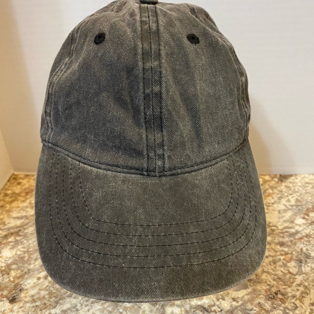 Black distressed ball cap.  Good condition